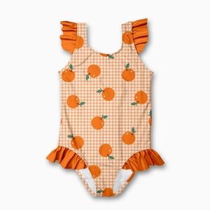 Orange Gingham Kids Swimsuit